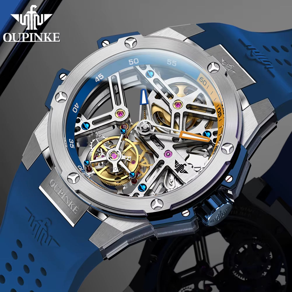 8003 Tourbillon Watch Top Luxury Brand Men Fully Automatic Mechanical Watch Waterproof Silicone Strap Original Men Gifts
