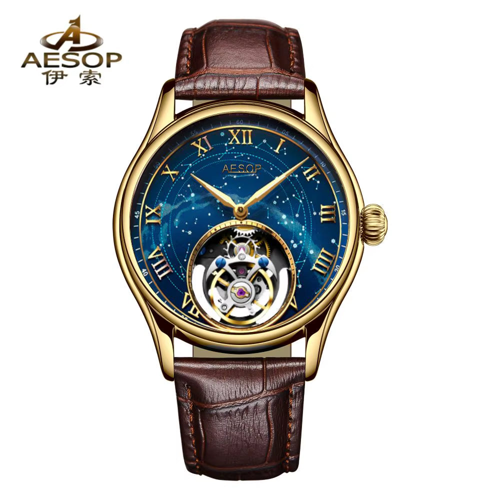Original Tourbillon Watch for Men Mechanical Skeleton Tourbillon Movement Mens Watches Sapphire Mirror Wristwatch New 7045