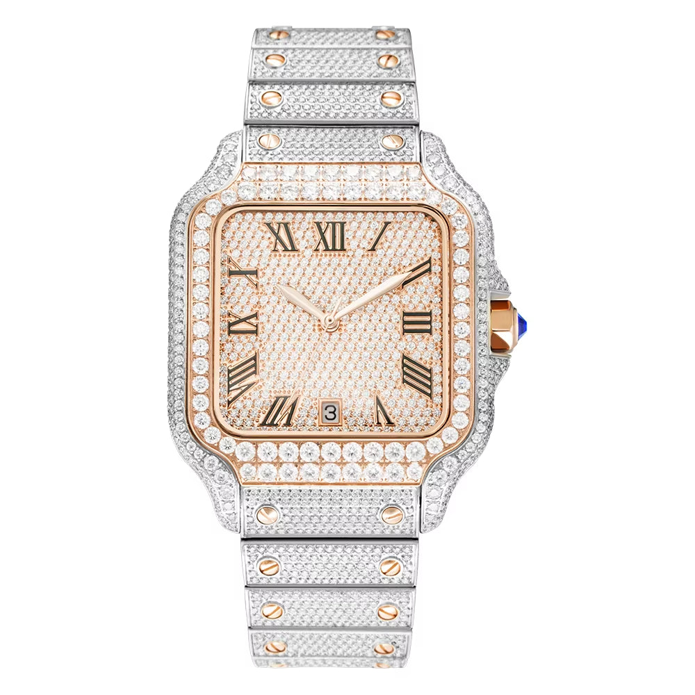  Hip Hop Iced Out Automatic Jewelry Watch Luxury Stainless Steel Mechanical Buss down VVS Moissanite Watch