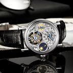 Haofa GMT Skeleton Tourbillon Mechanical Man Watch Manual Movement Luminous Day and Night Watches for Man Luxury 1601