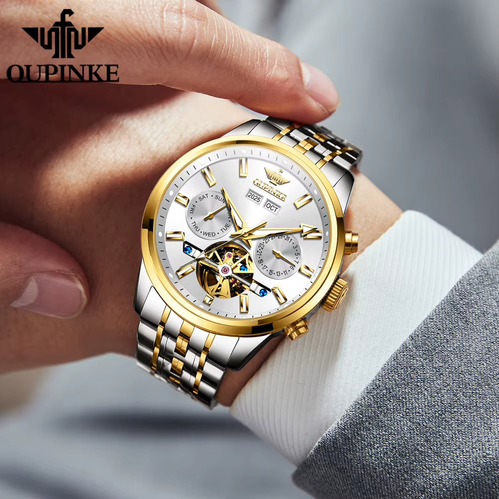 3296 Mens Watch Flywheel Automatic Mechanical Watch﻿ Waterproof Luminous Week Date Watches for Man Original Luxury Gift