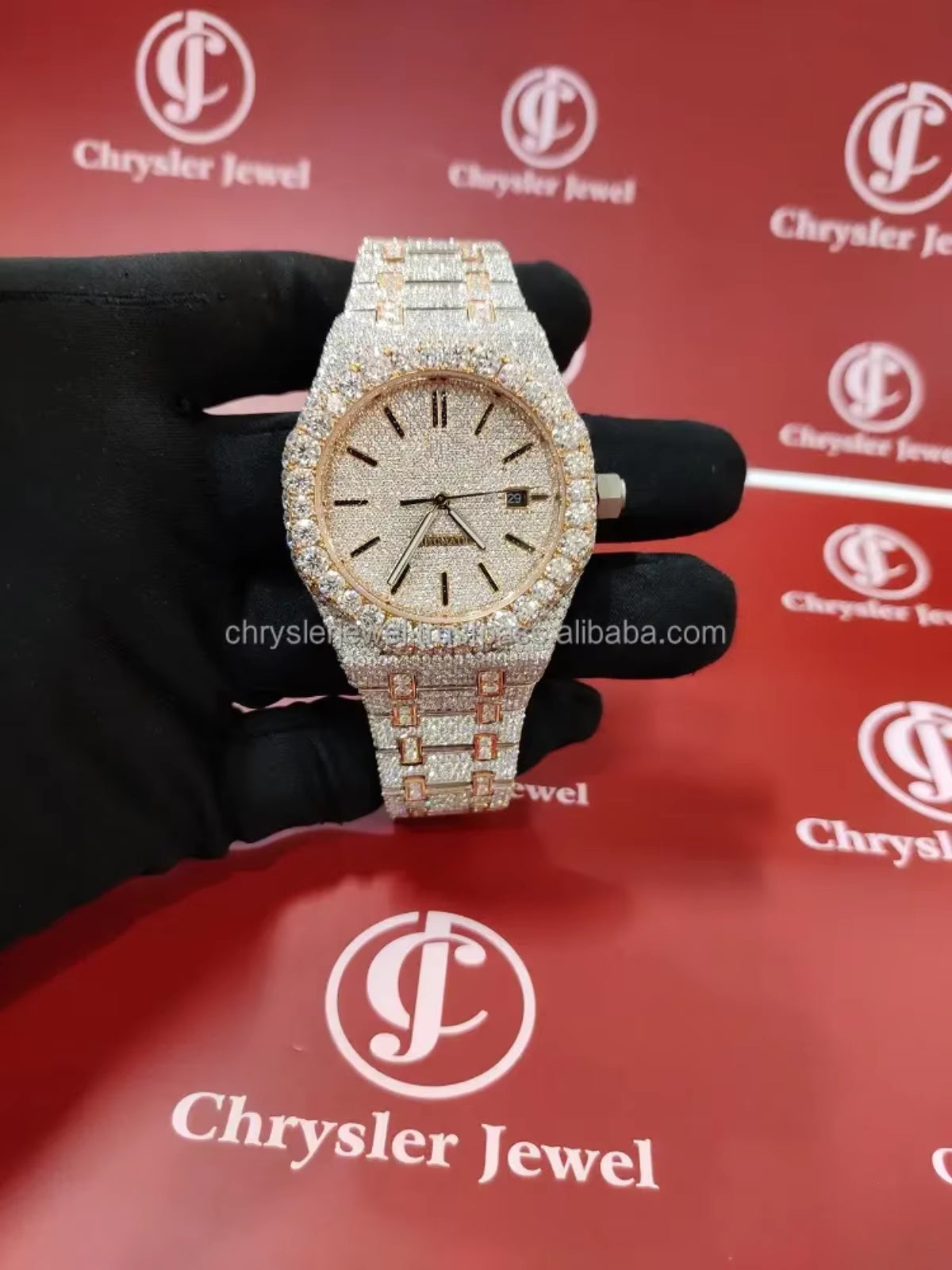 Hip Hop Luxury Automatic Mechanical Watch for Men VVS D Colour Moissanite Iced Out Sport Watch with Analog Glass Dial Display