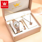 6732 New Womens Watch Original Luxury Skeleton Mechanical Watches Waterproof Luminous Watches for Women Set Bracelet Gift