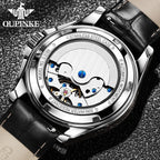 Fashion Business Mens Watches Comfortable Leather Strap Automatic Mechanical Watch Multifunctional Moon Phase Wristwatch
