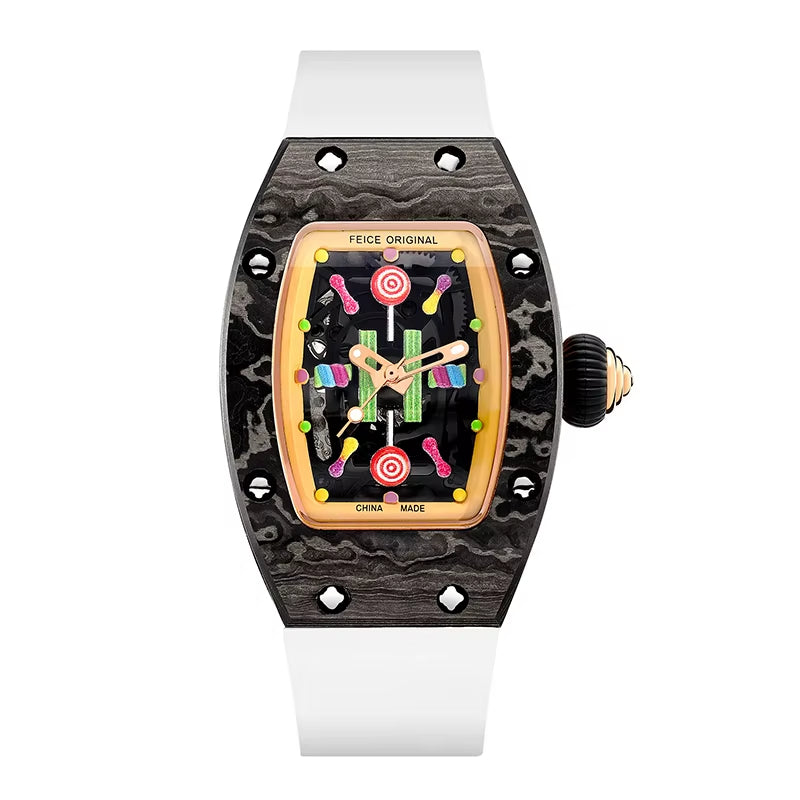 Women'S Automatic Mechanical Watch Waterproof Fashion Luxury Simple Barrel Watch Sapphire Watch Luminous Wristwatch FM606