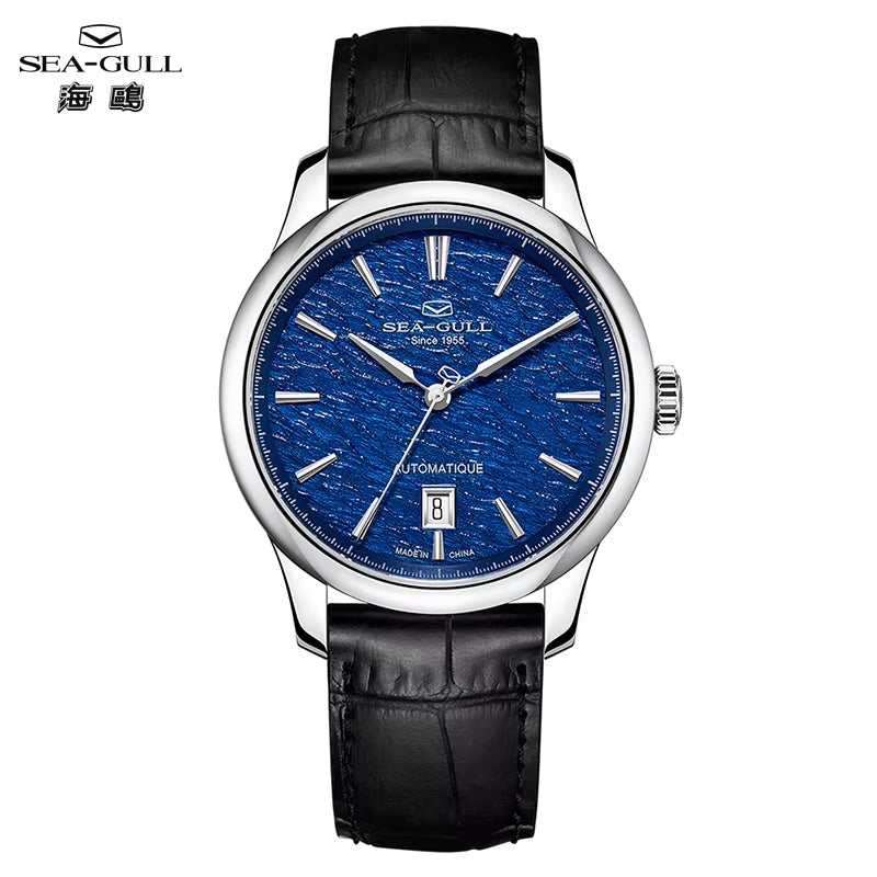Seagull Extraordinary Series Snowflake Wave Dial Men'S Automatic Mechanical Watch Calendar Fashion Luxury Wristwatch 40Mm 1133A