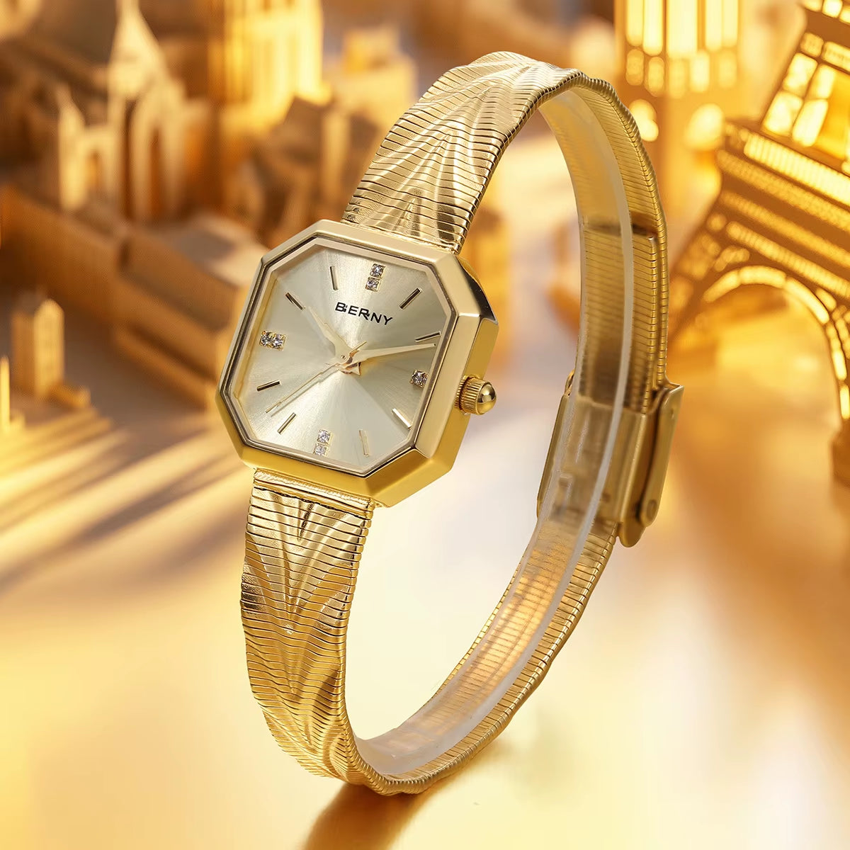 Gold Watch for Women Octagonal Ladies Quartz Wristwatches Stainless Steel Women Small Gold Watch Luxury Fashion Watches
