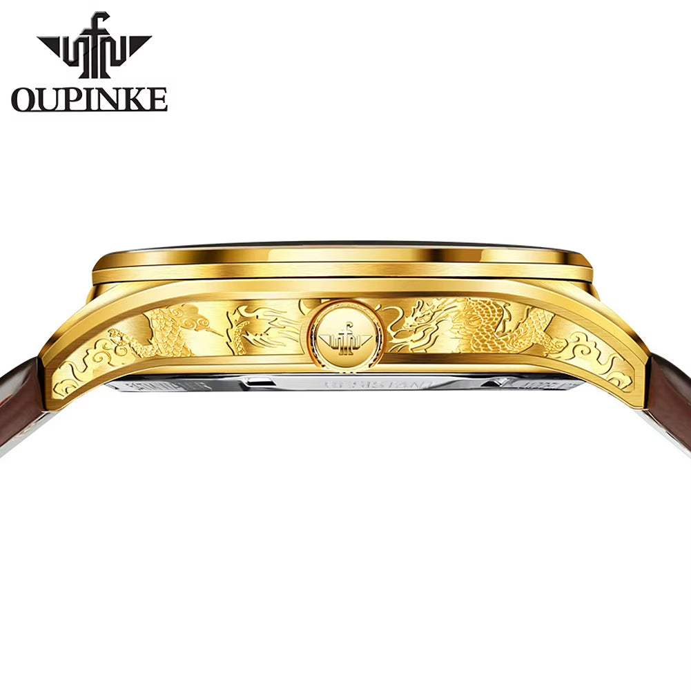 Oupinke 3176 International Brand Automatic Man Watches Wrist Watchchinese Dragon Hollow Luxury High Quality Mechanical Watch
