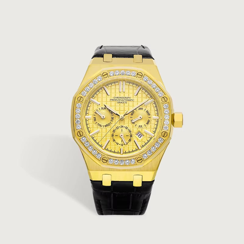 Mechanical Watch Automatic Watch Ready to Ship Luxury Moissanite Diamond 10 ATM Waterproof for Men Top Quality Gold Alloy MIYOTA