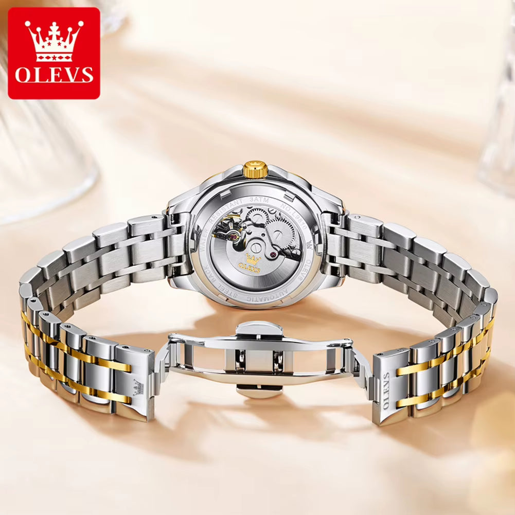 9810 Automatic Mechanical Watch for Women Luxury Diamond Scale Womens Wristwatch Stainless Steel Waterproof Ladies Watches