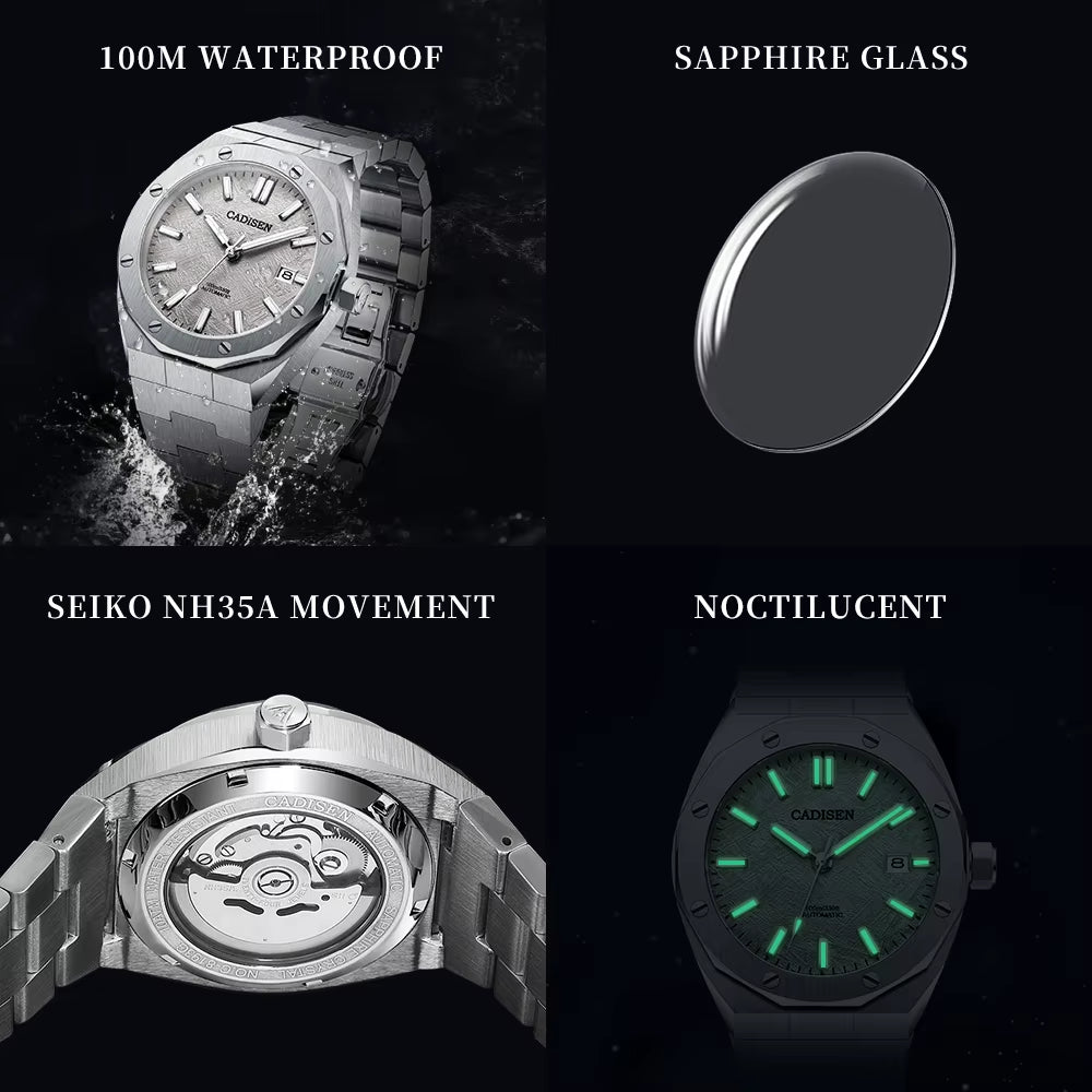 Automatic Mens Watches Fashion Top Brand Stainless Steel Japan NH35A Watch Men Mechanical Wristwatch Relogio Masculino