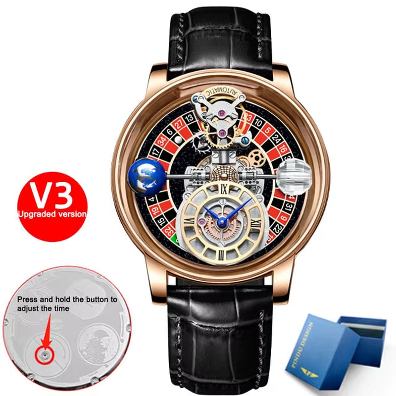 Las Vegas Roulette INDU DESIGN Mens Watches To Brand Luxury Astronomia Quartz Watch Montre Homme