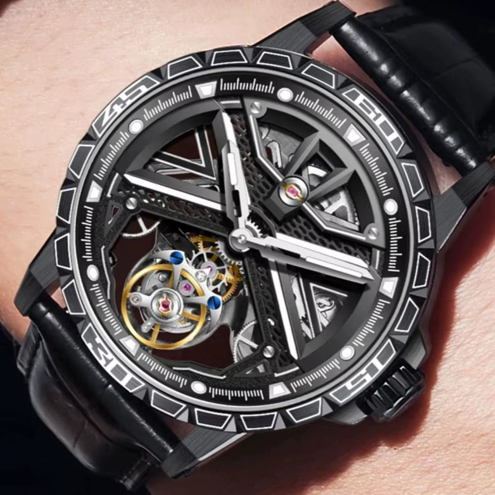 Flying Tourbillon Mechanical Watch for Men Skeleton Tourbillon Movement Fashion Wrist Watches Mens Luxury Sapphire Mirror