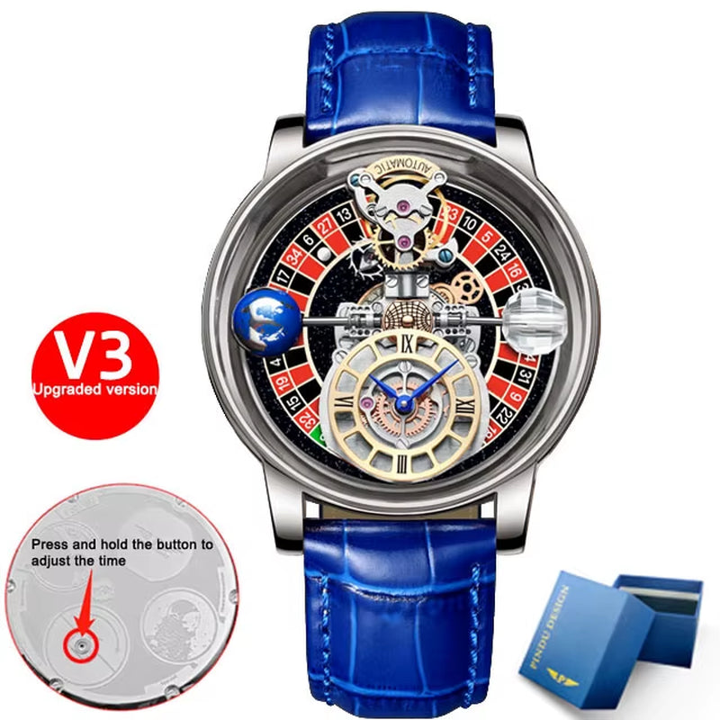 Las Vegas Roulette INDU DESIGN Mens Watches To Brand Luxury Astronomia Quartz Watch Montre Homme