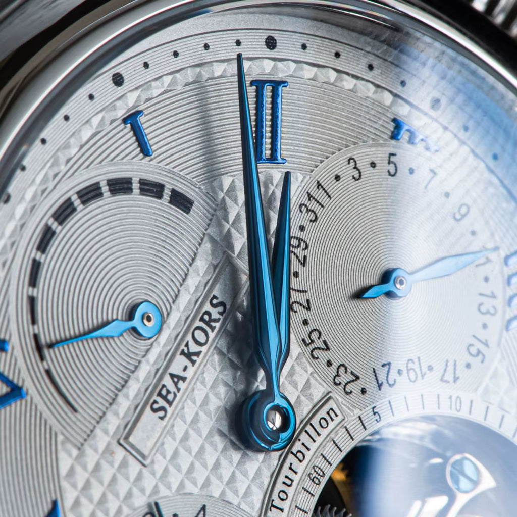 Seakors Man Tourbillon Watch Original ST8007 Movement Skeleton Dial Moonphase Wristwatche 316L Case Sapphire Romen Luxury