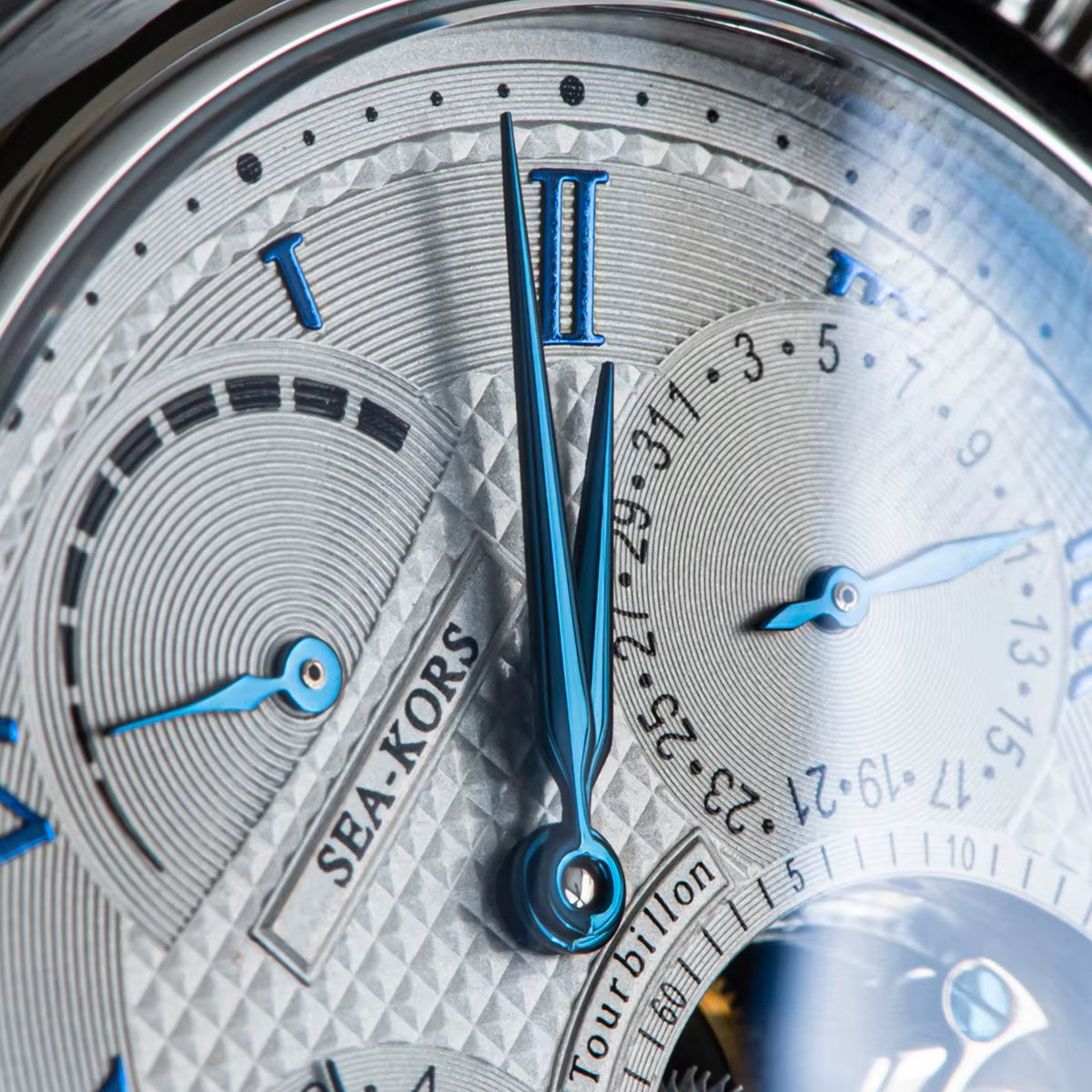 Seakors Man Tourbillon Watch Original ST8007 Movement Skeleton Dial Moonphase Wristwatche 316L Case Sapphire Romen Luxury