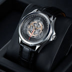 Stars Sapphire Wheel Mechanical Automatic Mens Steel Watch Leather Waterproof Creative Causal Watches