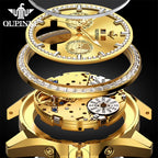 3280 Gold Luxury Mens Watches Diamond Dial Waterproof Automatic Mechanical Wristwatch Skeleton Luminous Date Brand Watch