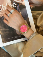 2024 Masafei Top Quality Stylish Color Dial Quartz Watches Women Luxury Gold Winding Watches Steel Strap Ladies Watches (NO BOX)