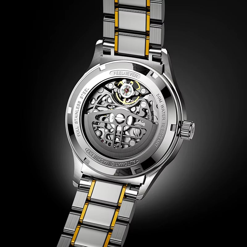 FEELNEVER Top Brand Mechanical Watches Men  Automatic Luxury Mens Watch 50M Waterproof Luminous Tourbillon Wristwatch Reloj