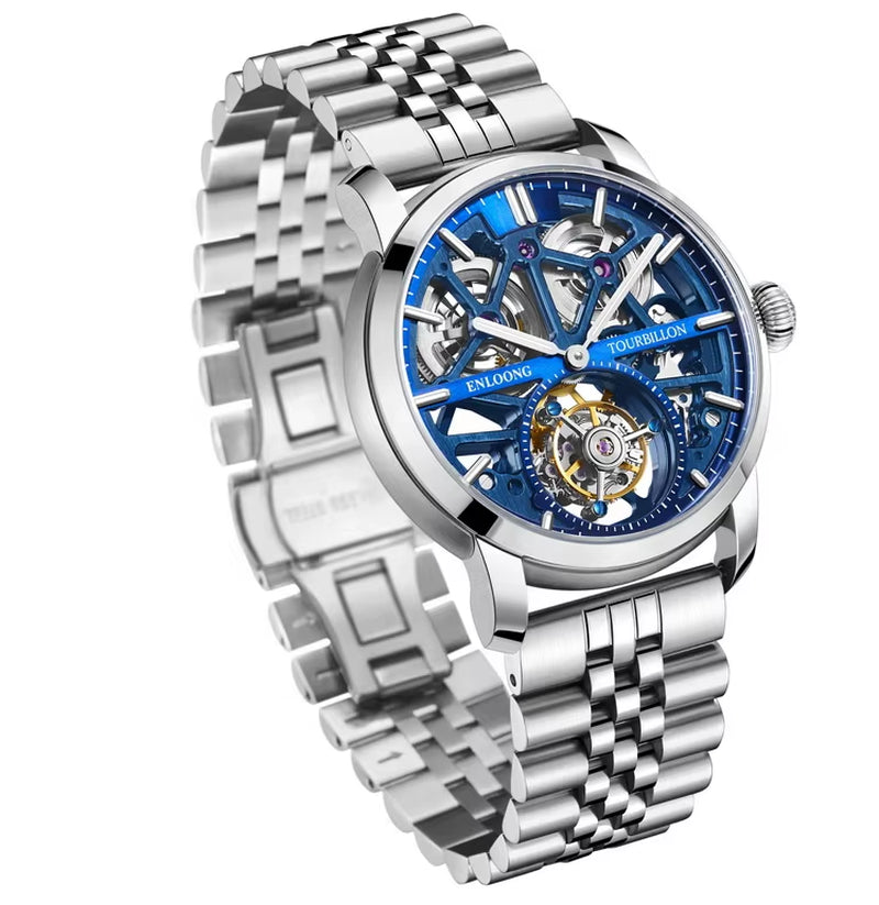 2021 ENLOONG Real Luxury Tourbillon Watches Men with Long Power Reserve Stainless Steel Sapphire OEM Wrist Man Watch Luxury