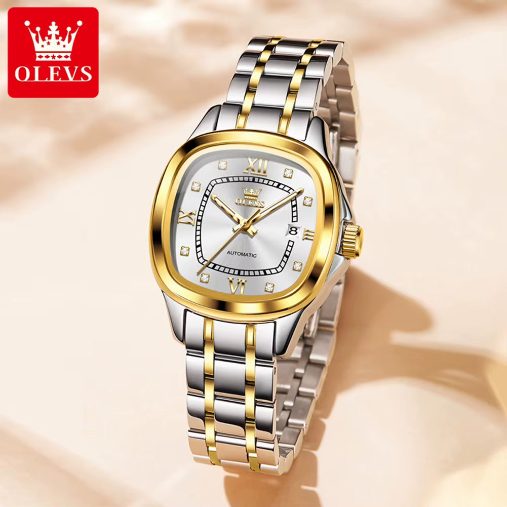 9810 Automatic Mechanical Watch for Women Luxury Diamond Scale Womens Wristwatch Stainless Steel Waterproof Ladies Watches