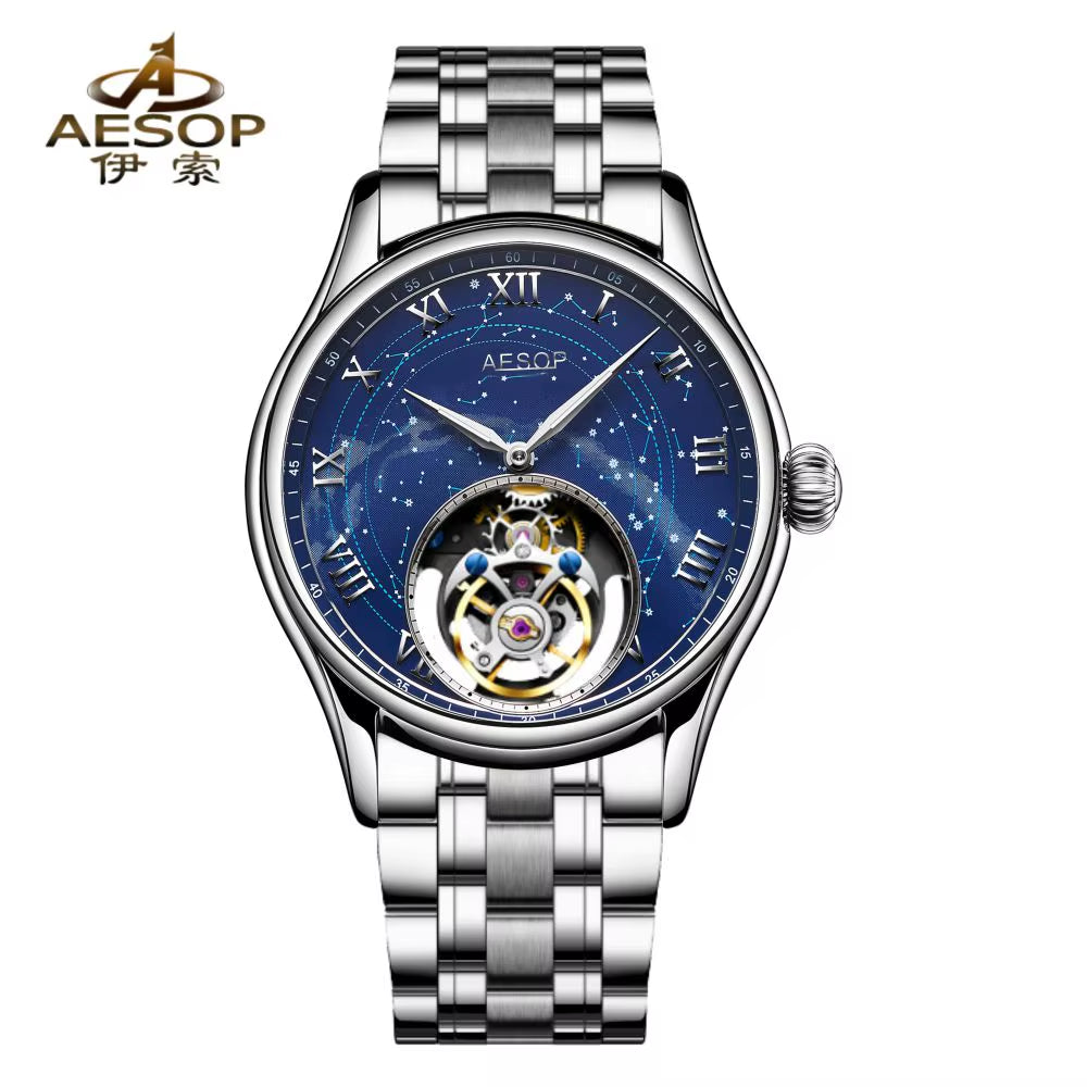 Original Tourbillon Watch for Men Mechanical Skeleton Tourbillon Movement Mens Watches Sapphire Mirror Wristwatch New 7045