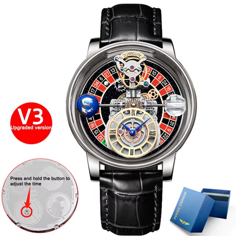 Las Vegas Roulette INDU DESIGN Mens Watches To Brand Luxury Astronomia Quartz Watch Montre Homme