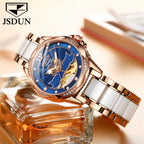 8831 Automatic Mechanical Women Watch Elegant Ceramic Strap Hollow Swan Design Waterproof Ladies' Watches