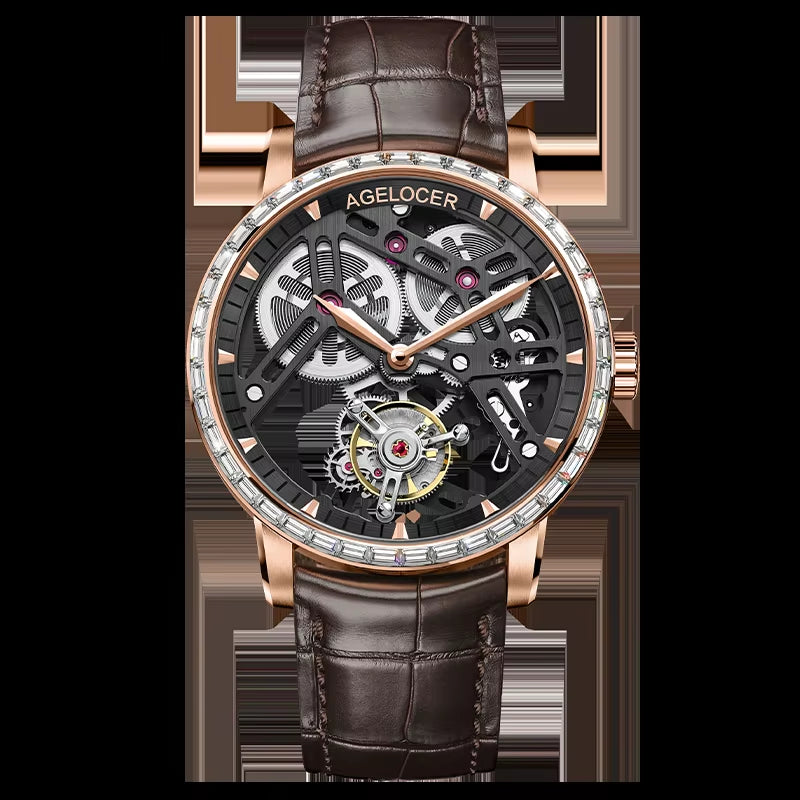 Original Tourbillon Watch Fashion Men'S Business Formal Luxury Skeleton Manual Mechanical Watch Birthday Gift for Men