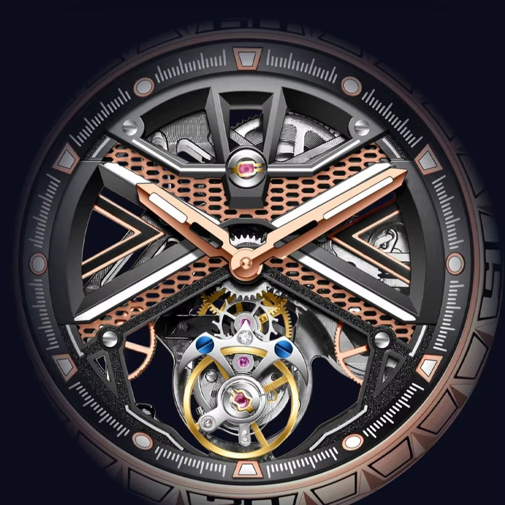 Flying Tourbillon Mechanical Watch for Men Skeleton Tourbillon Movement Fashion Wrist Watches Mens Luxury Sapphire Mirror
