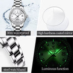 7003 Automatic Mechanical Women'S Watches Waterproof Luminous Calendar Ladies Wristwatches Luxury Diamond Watch for Woman