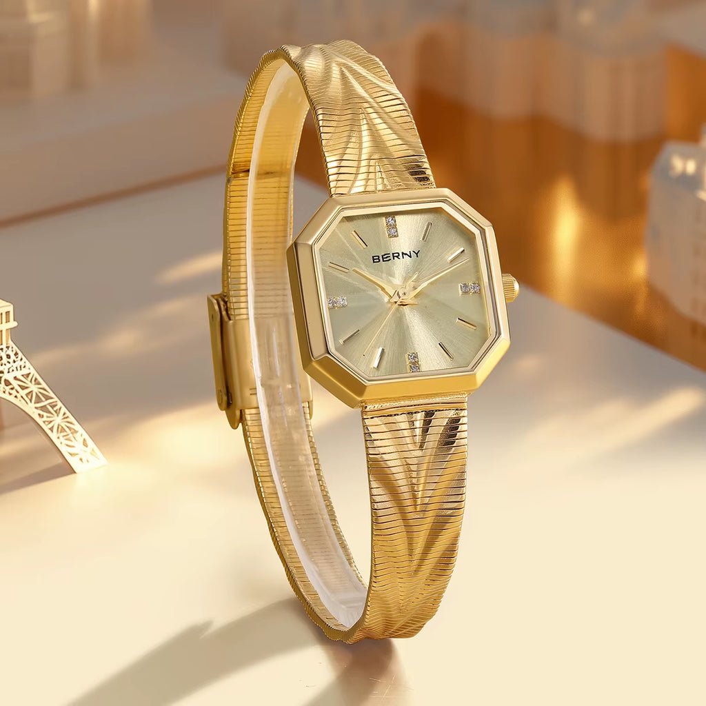 Gold Watch for Women Octagonal Ladies Quartz Wristwatches Stainless Steel Women Small Gold Watch Luxury Fashion Watches