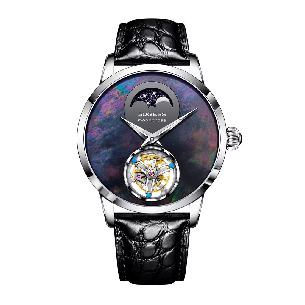 2023  Top Tourbillon Mens Luxury Watch Tianjin ST8235 Movement Mechanical Wristwatches Sapphire Glass Moonphase Luminous