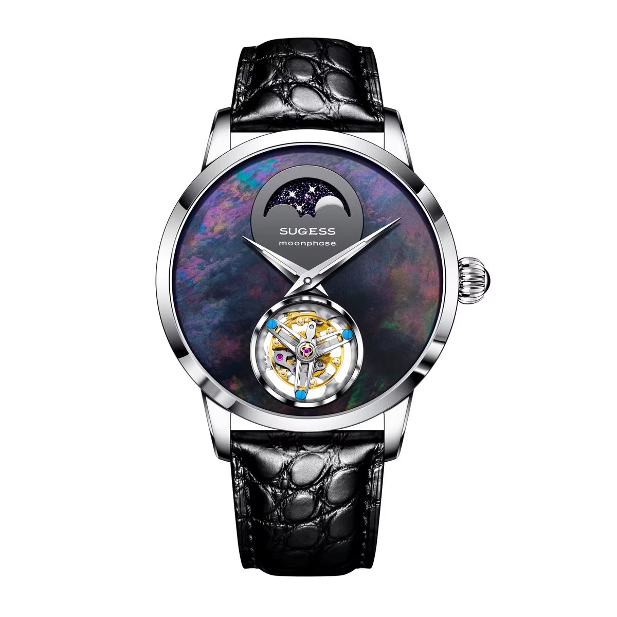 2023  Top Tourbillon Mens Luxury Watch Tianjin ST8235 Movement Mechanical Wristwatches Sapphire Glass Moonphase Luminous