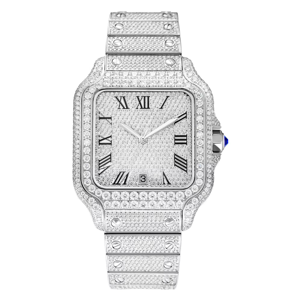  Hip Hop Iced Out Automatic Jewelry Watch Luxury Stainless Steel Mechanical Buss down VVS Moissanite Watch