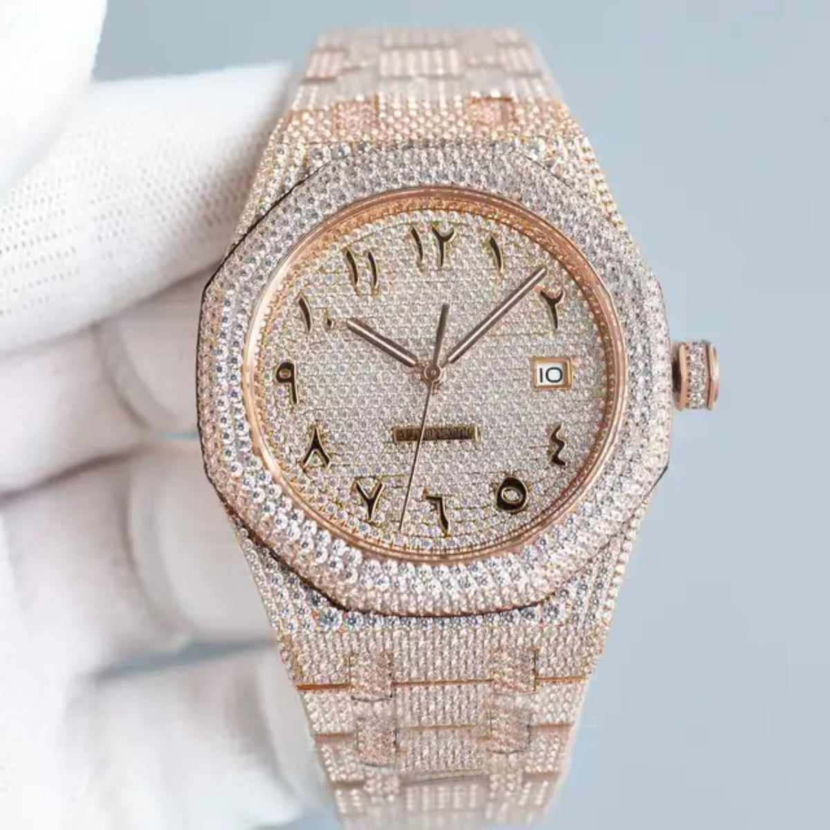 Hip Hop Luxury Automatic Mechanical Watch for Men VVS D Colour Moissanite Iced Out Sport Watch with Analog Glass Dial Display