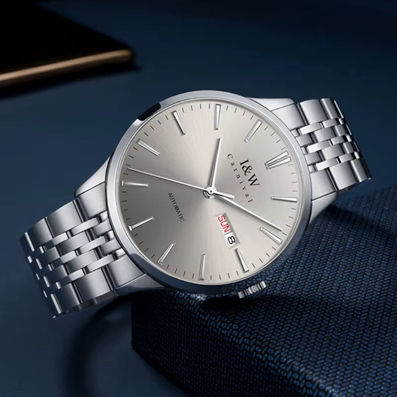 High-End Series I&W Brand Automatic Mechanical Watches Men Waterproof Watches 316L Steel Sapphire Business Men'S Watch