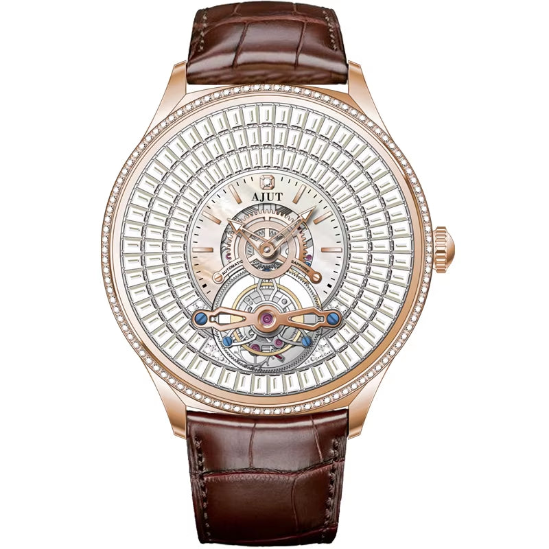 Automatic Mechanical Tourbillon Watch for Men Dimaond Dial Luxury Women Watches 0398