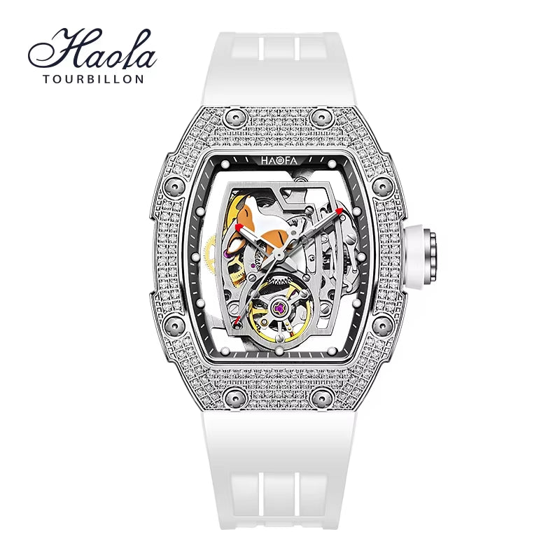 Haofa Ladies Watch Kangaroo Automatic Movement Luminous Diamond Hollow Skeleton Straight in Fashion Women Luxury Wristwatch 1992