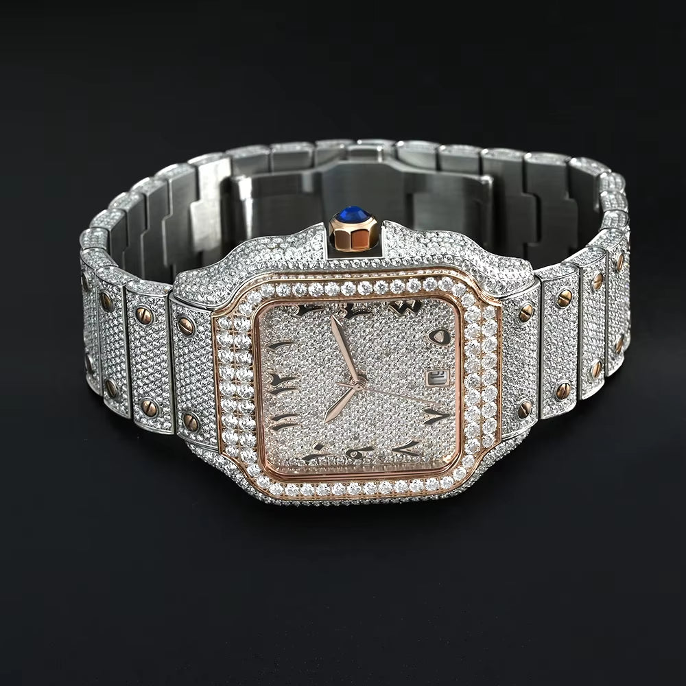  Hip Hop Iced Out Automatic Jewelry Watch Luxury Stainless Steel Mechanical Buss down VVS Moissanite Watch