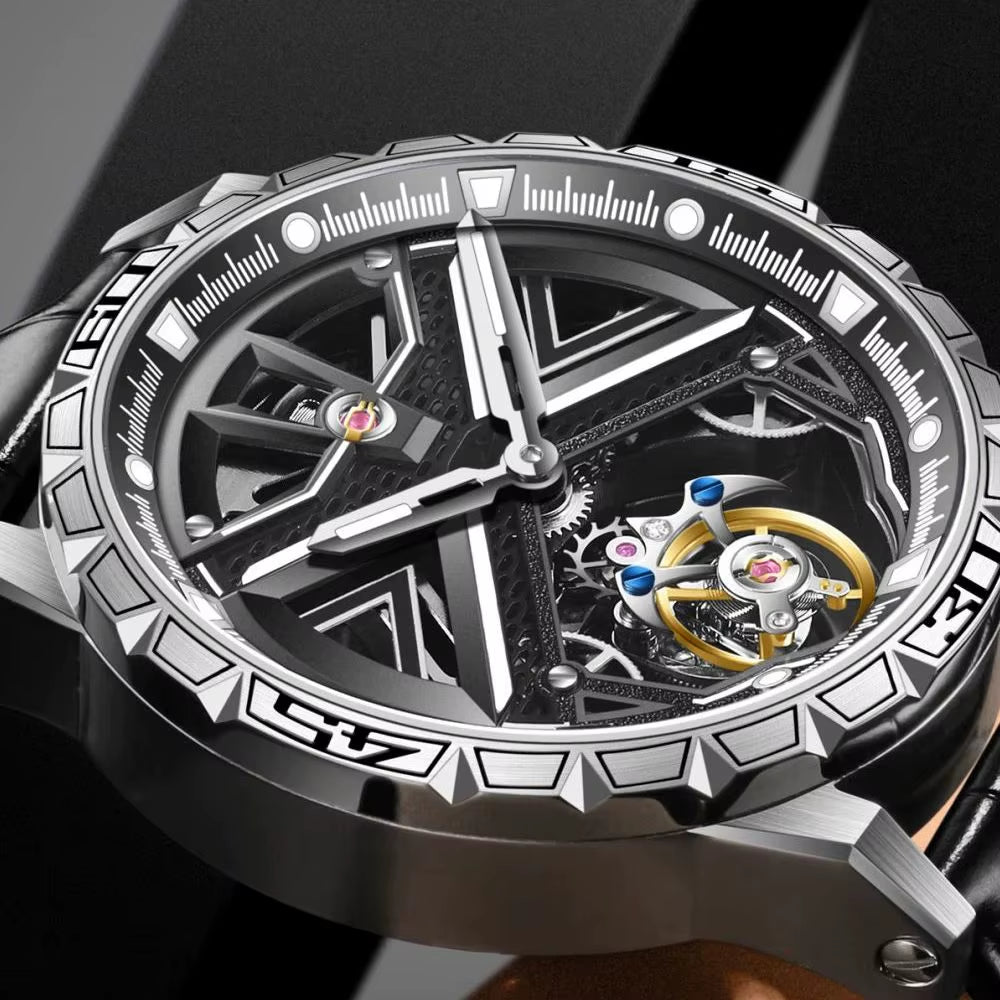 Flying Tourbillon Mechanical Watch for Men Skeleton Tourbillon Movement Fashion Wrist Watches Mens Luxury Sapphire Mirror