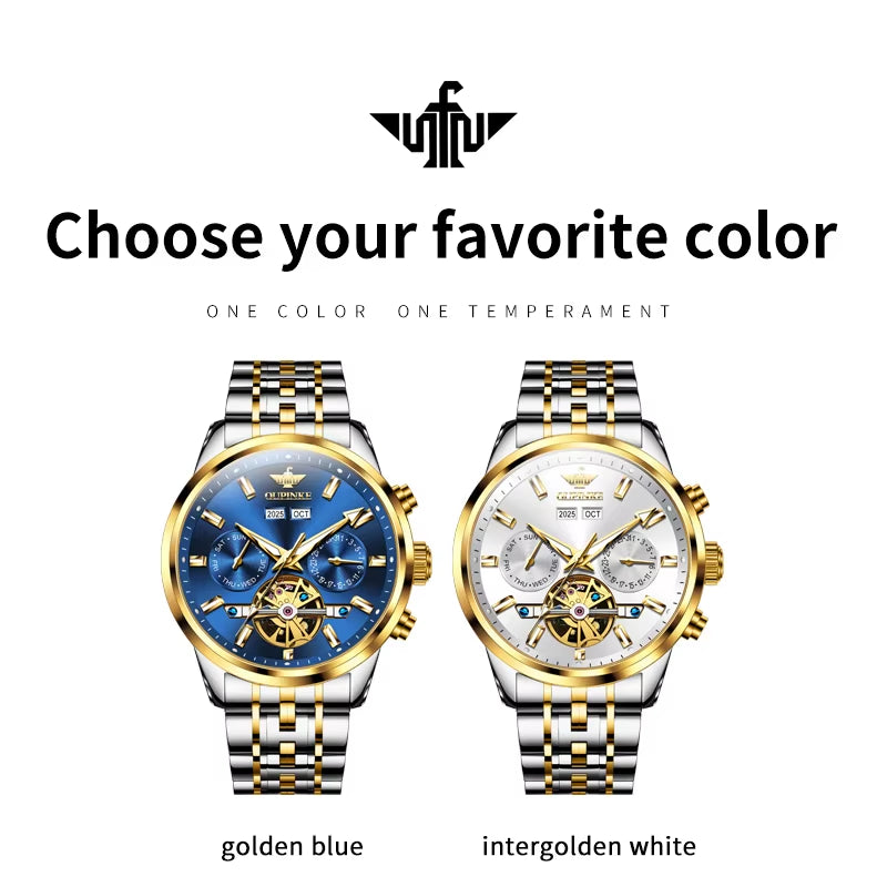 3296 Mens Watch Flywheel Automatic Mechanical Watch﻿ Waterproof Luminous Week Date Watches for Man Original Luxury Gift