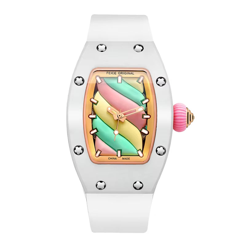 Women'S Automatic Mechanical Watch Waterproof Fashion Luxury Simple Barrel Watch Sapphire Watch Luminous Wristwatch FM606