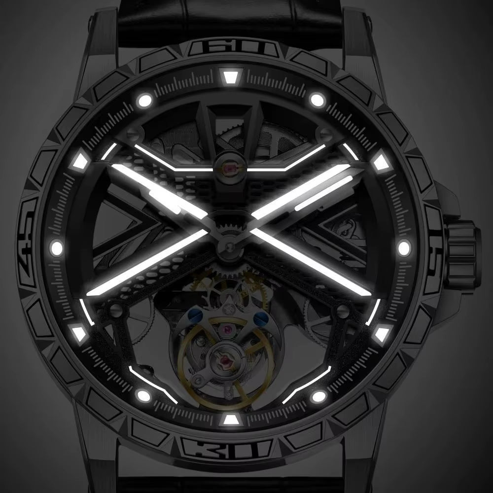 Flying Tourbillon Mechanical Watch for Men Skeleton Tourbillon Movement Fashion Wrist Watches Mens Luxury Sapphire Mirror