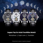 2023  Top Tourbillon Mens Luxury Watch Tianjin ST8235 Movement Mechanical Wristwatches Sapphire Glass Moonphase Luminous
