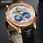 Luxury Double Earth Rotating Men'S Mechanical Watch Automatic Movement Waterproof Clock Pilots Men 1963 Flywheel Watches