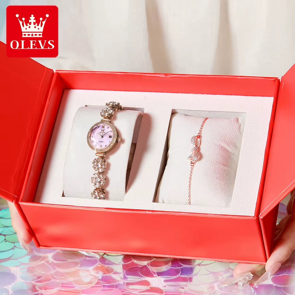 5638 Women Watches Original Elegant Quartz Watch Waterproof Luminous Date Ladies Set Bracelet Watch Girls Gift Reloj Mujer