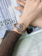 Fashion Womens Watches Ladies Creative Steel Leather Belt Buckle Waterproof Fully Automatic Mechanical Watch