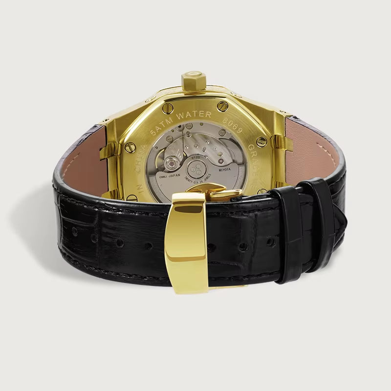 Mechanical Watch Automatic Watch Ready to Ship Luxury Moissanite Diamond 10 ATM Waterproof for Men Top Quality Gold Alloy MIYOTA